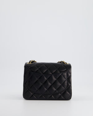 Chanel Vintage Black Mini Square Bag in Lambskin Leather with 24k Gold Hardware