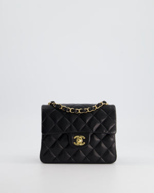 Chanel Vintage Black Mini Square Bag in Lambskin Leather with 24k Gold Hardware