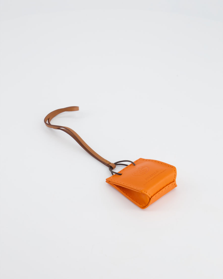 Hermès Orange Lambskin Shopping Bag Charm