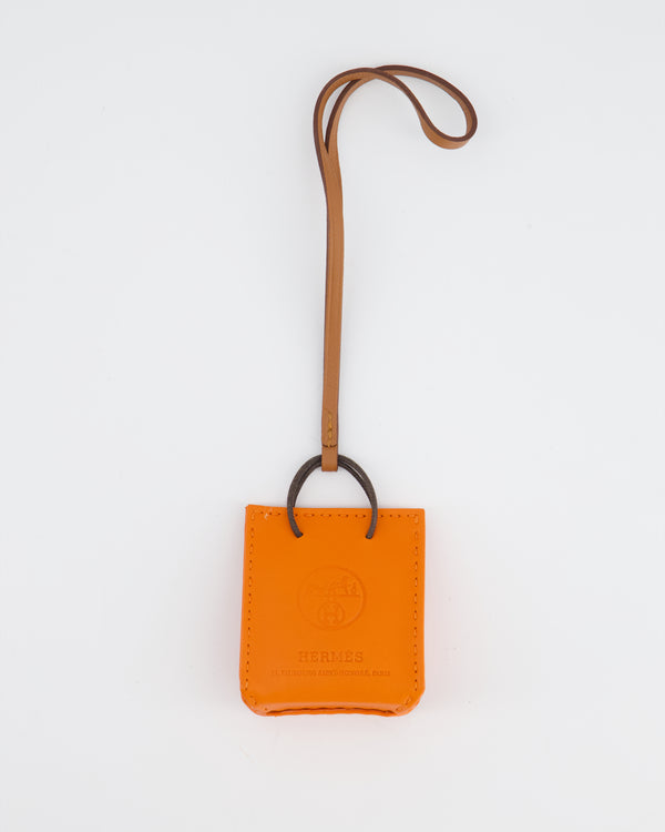 Hermès Orange Lambskin Shopping Bag Charm