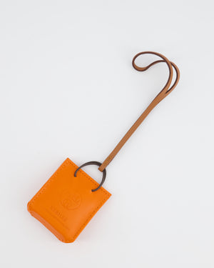 Hermès Orange Lambskin Shopping Bag Charm