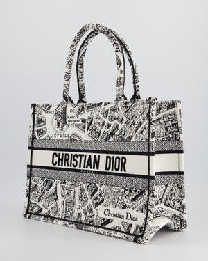 Christian Dior White 
Black Medium Canvas Paris Allover Book Tote RRP £2,650