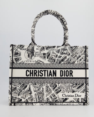 Christian Dior White 
Black Medium Canvas Paris Allover Book Tote RRP £2,650