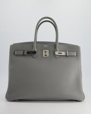 Hermès Bicolour Birkin 35cm Bag in Gris Mouette 
Bleu Agathe Togo Leather with Palladium Hardware