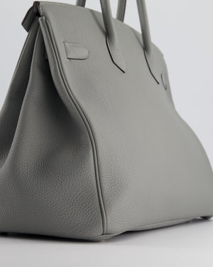 Hermès Bicolour Birkin 35cm Bag in Gris Mouette 
Bleu Agathe Togo Leather with Palladium Hardware