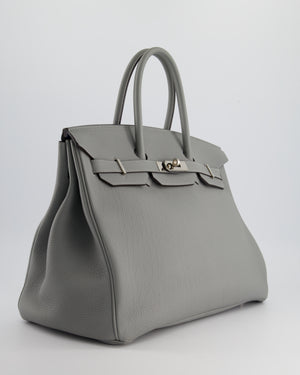 Hermès Bicolour Birkin 35cm Bag in Gris Mouette 
Bleu Agathe Togo Leather with Palladium Hardware