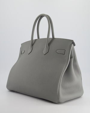 Hermès Bicolour Birkin 35cm Bag in Gris Mouette 
Bleu Agathe Togo Leather with Palladium Hardware