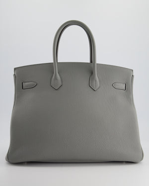 Hermès Bicolour Birkin 35cm Bag in Gris Mouette 
Bleu Agathe Togo Leather with Palladium Hardware