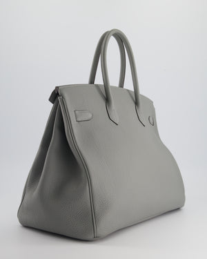 Hermès Bicolour Birkin 35cm Bag in Gris Mouette 
Bleu Agathe Togo Leather with Palladium Hardware