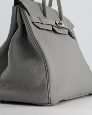 Hermès Bicolour Birkin 35cm Bag in Gris Mouette 
Bleu Agathe Togo Leather with Palladium Hardware