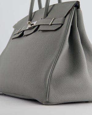 Hermès Bicolour Birkin 35cm Bag in Gris Mouette 
Bleu Agathe Togo Leather with Palladium Hardware