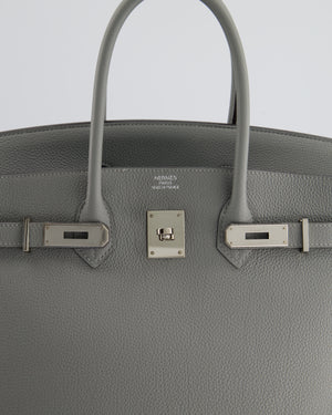 Hermès Bicolour Birkin 35cm Bag in Gris Mouette 
Bleu Agathe Togo Leather with Palladium Hardware