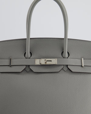 Hermès Bicolour Birkin 35cm Bag in Gris Mouette 
Bleu Agathe Togo Leather with Palladium Hardware