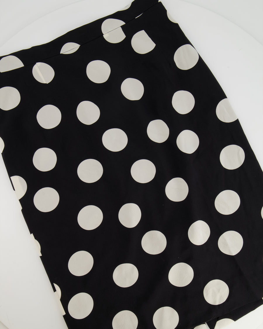 Dolce 
Gabbana Black and White Silk Polkadot Skirt Size IT 42 (UK 10)