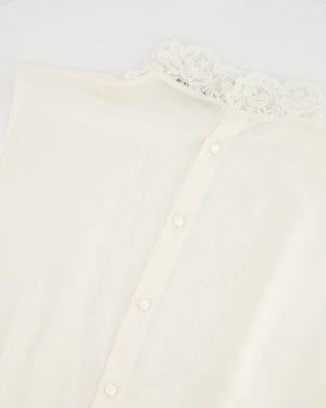 Ermanno Scervino White Silk Shirt Top with Lace Details Size IT 40 (UK 8)