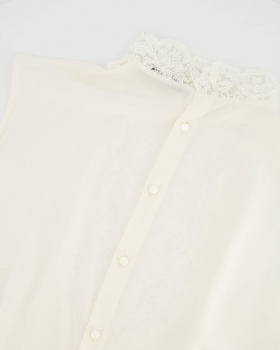 Ermanno Scervino White Silk Shirt Top with Lace Details Size IT 40 (UK 8)