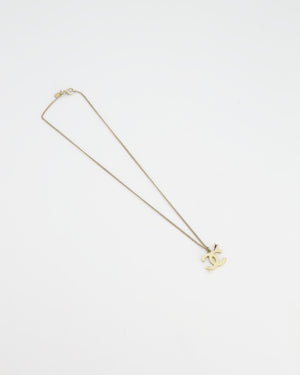 Chanel Champagne Gold Necklace with Cream CC Pendant