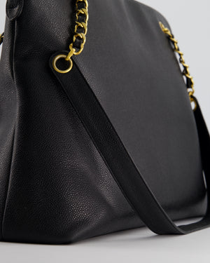 *HOT* Chanel Black Vintage XL Coco Mark Shoulder Bag in Caviar Leather with 24K Gold Hardware