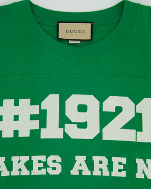 Gucci Menswear Forest Green Over-Sized Short Sleeve T-Shirt with White Lettering Print Size L (UK 40)