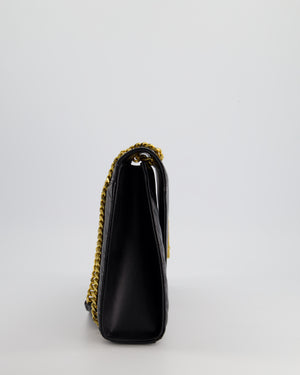 Saint Laurent Black Envelope Shoulder Bag in Grained Calfskin With Gold Hardware