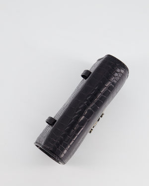 Ralph 
Russo Black Croc Belt Bag with Gunmetal Hardware