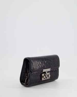 Ralph 
Russo Black Croc Belt Bag with Gunmetal Hardware