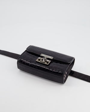 Ralph 
Russo Black Croc Belt Bag with Gunmetal Hardware