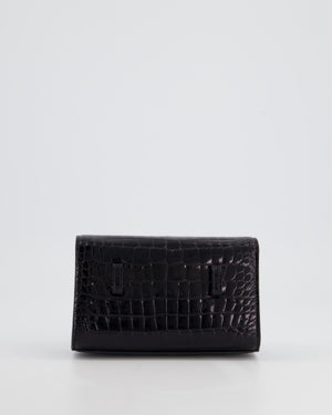 Ralph 
Russo Black Croc Belt Bag with Gunmetal Hardware