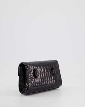 Ralph 
Russo Black Croc Belt Bag with Gunmetal Hardware