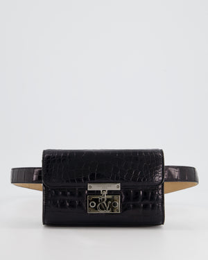 Ralph 
Russo Black Croc Belt Bag with Gunmetal Hardware