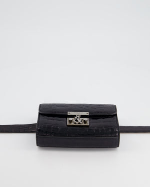 Ralph 
Russo Black Croc Belt Bag with Gunmetal Hardware