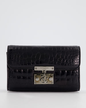 Ralph 
Russo Black Croc Belt Bag with Gunmetal Hardware