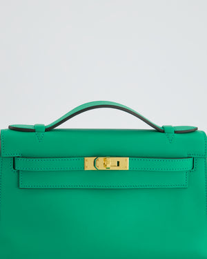 *SUPER RARE* Hermès Kelly Pochette in Menthe Swift Leather with Gold Hardware