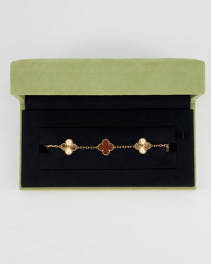 *SUPER RARE* Van Cleef 
Arpels Vintage Alhambra 5 Motif Bracelet in 18K Rose Gold Guilloche with Carnelain