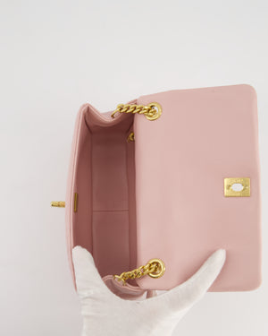 Chanel Baby Pink Mini Flap Bag with Pastel Embellished Chain Detail in Lambskin Leather and Gold Hardware