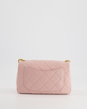 Chanel Baby Pink Mini Flap Bag with Pastel Embellished Chain Detail in Lambskin Leather and Gold Hardware