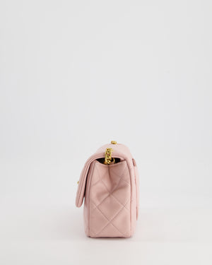 Chanel Baby Pink Mini Flap Bag with Pastel Embellished Chain Detail in Lambskin Leather and Gold Hardware