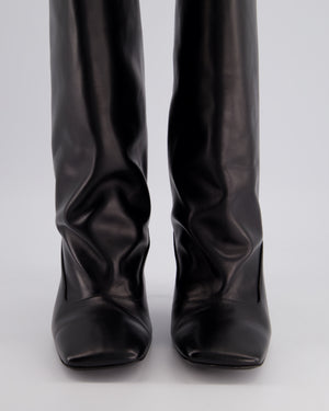 The Attico Black Leather Over-The-Knee High Square Toe Boots Size EU 40