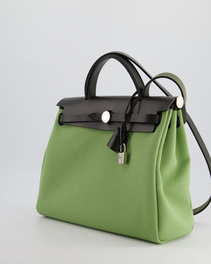 Hermès HerBag 31 Vache Hunter Vert Criquet Toile Bag, Retourne Swift with Palladium Hardware