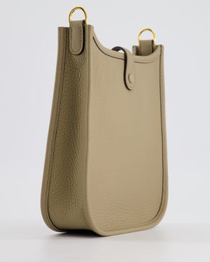 *HOT* Hermès Mini Evelyne Bag in Beige Marfa Clemence Leather with Gold Hardware