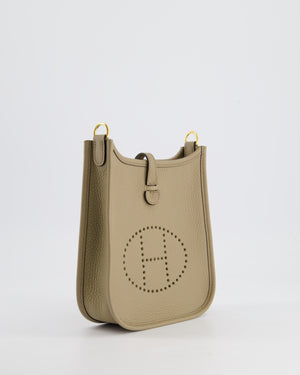 *HOT* Hermès Mini Evelyne Bag in Beige Marfa Clemence Leather with Gold Hardware