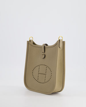 *HOT* Hermès Mini Evelyne Bag in Beige Marfa Clemence Leather with Gold Hardware