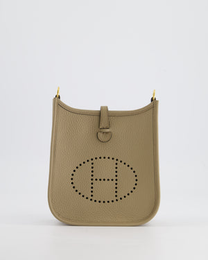 *HOT* Hermès Mini Evelyne Bag in Beige Marfa Clemence Leather with Gold Hardware