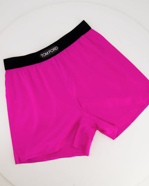 Tom Ford Hot Pink Silk Shorts with Logo Waistband Detail Size XS (UK 6)