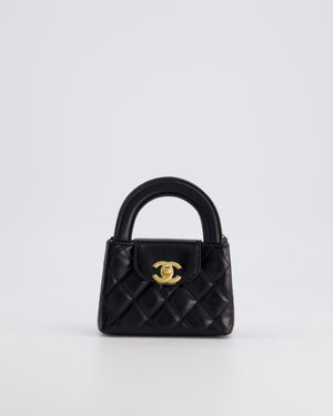 *HOT 
RARE* Chanel Black Nano Kelly Shopping Bag in Calfskin Leather with Brushed Antique Gold Hardware