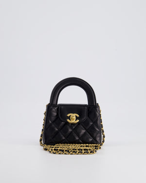 *HOT 
RARE* Chanel Black Nano Kelly Shopping Bag in Calfskin Leather with Brushed Antique Gold Hardware