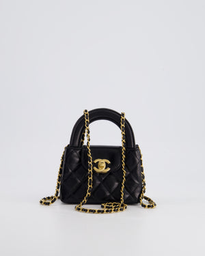 *HOT 
RARE* Chanel Black Nano Kelly Shopping Bag in Calfskin Leather with Brushed Antique Gold Hardware