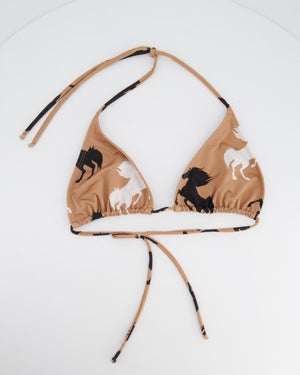 Verdelimon Beige Two-Piece Swimwear Set with Horse Print Detail FR 38 (UK 10)