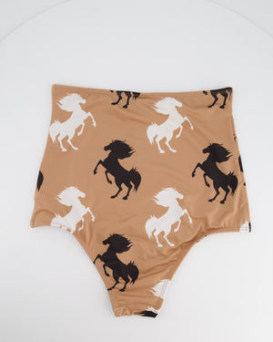 Verdelimon Beige Two-Piece Swimwear Set with Horse Print Detail FR 38 (UK 10)