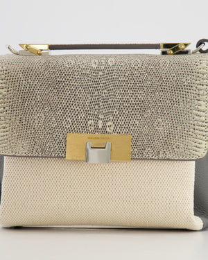 Balenciaga Multicolour Lizard and Calfskin Leather Le Dix Top Handle Bag with Gold Hardware